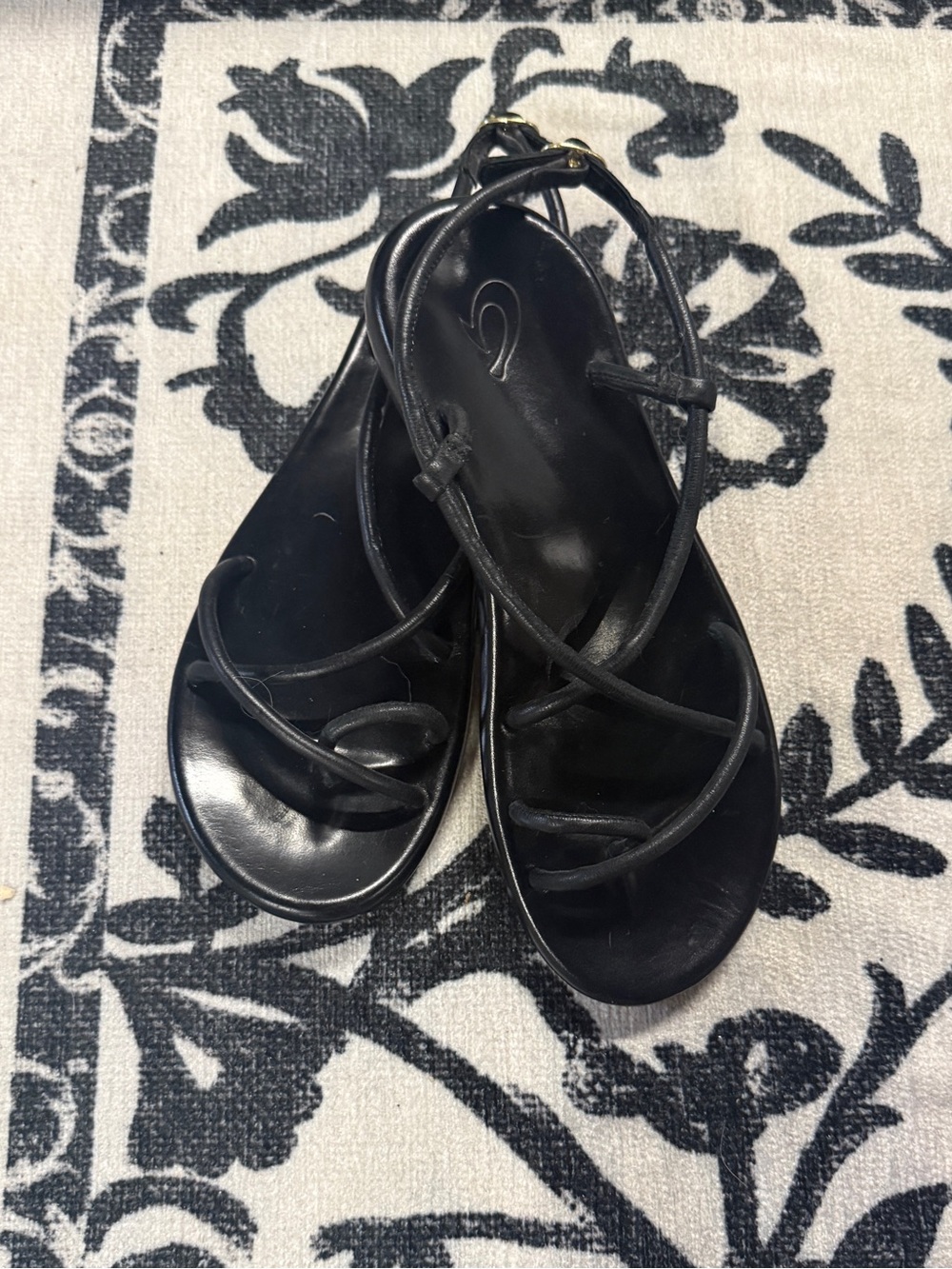 OluKai Black Wrap-Strap Women's Sandals